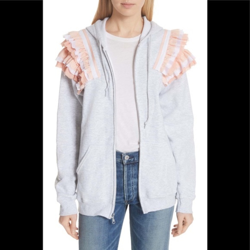 PARADISED Ruffle Trim Hoodie NWT Size XL